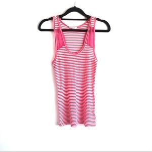 Grane Striped Tank Top Racerback Pink White Lace L